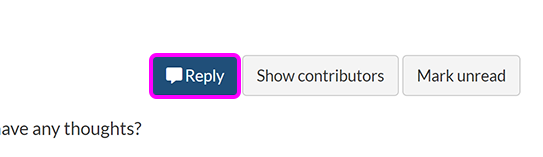 The 'Reply' button at the top of a forum page