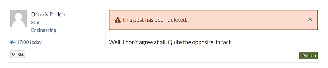 A deleted post, as seen by the forum admin