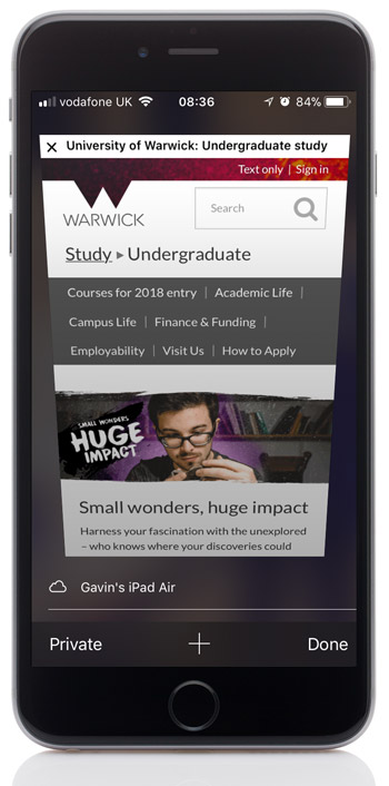 Private browsing off in Safari on iPhone