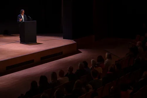 David Olusoga on stage in front of an audience