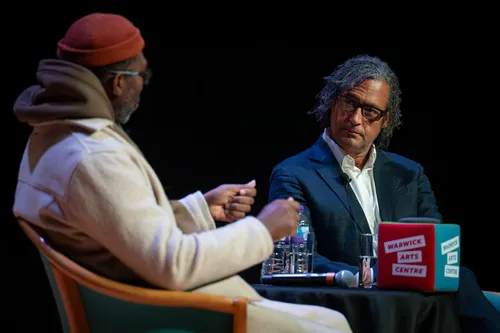 David Olusoga and Kwame Kwei-Armah seated talking