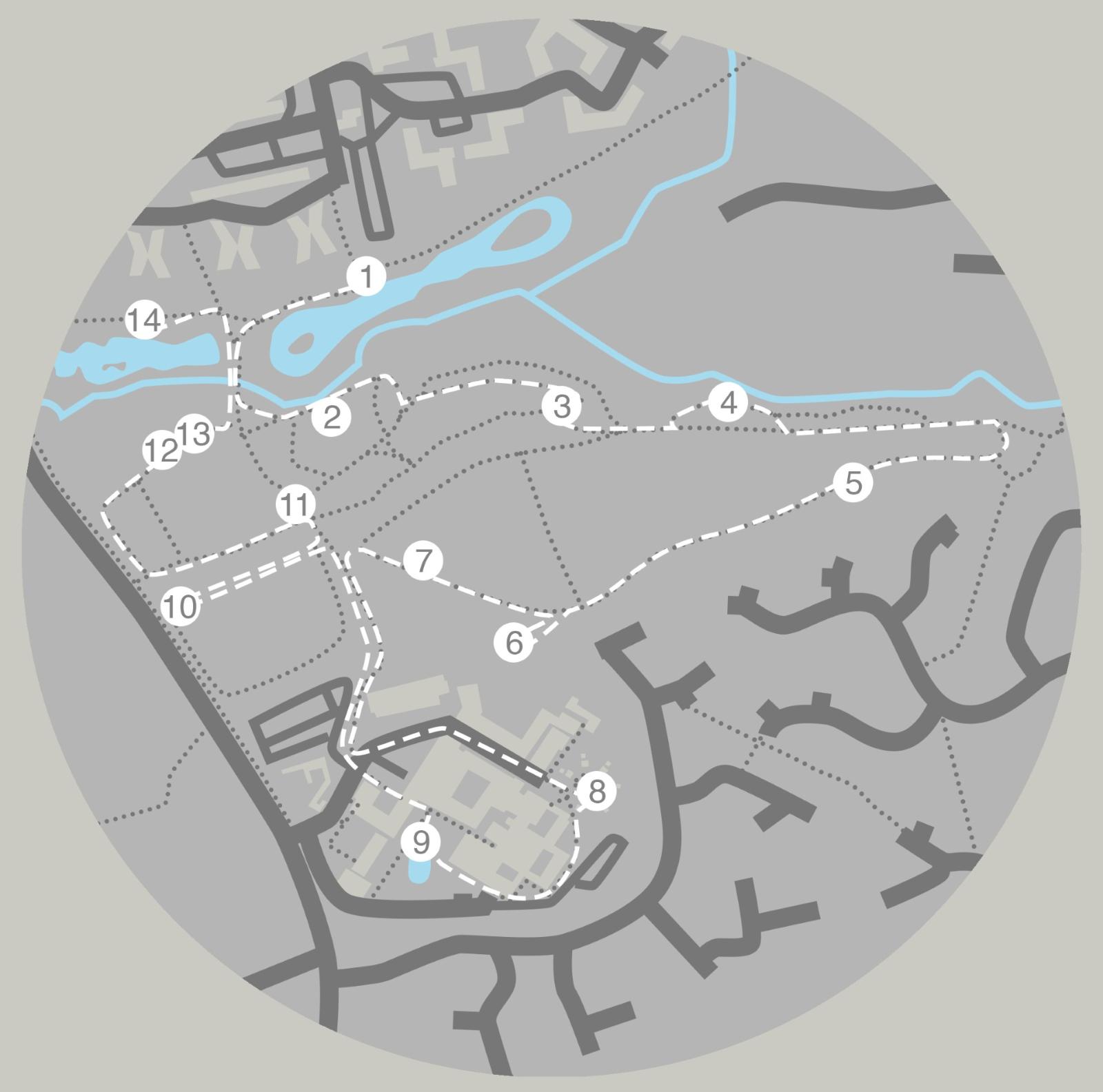 map showing locations of Poetry Trail