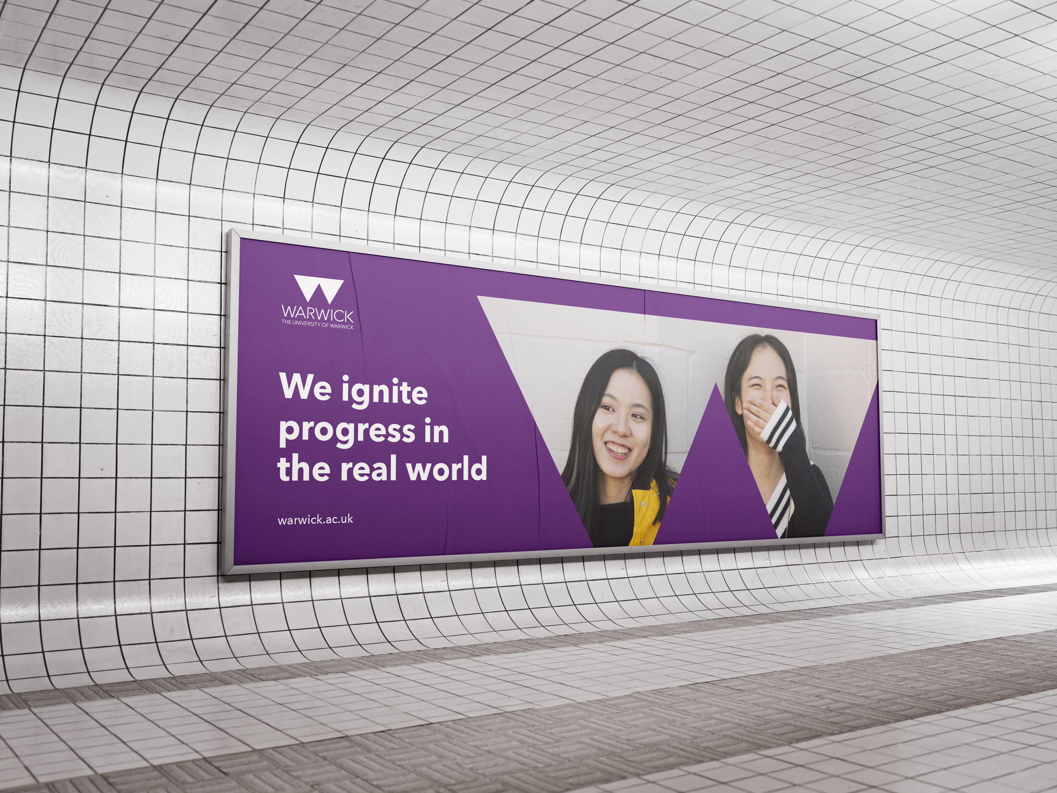 Warwick billboard displayed on an underground tube advert