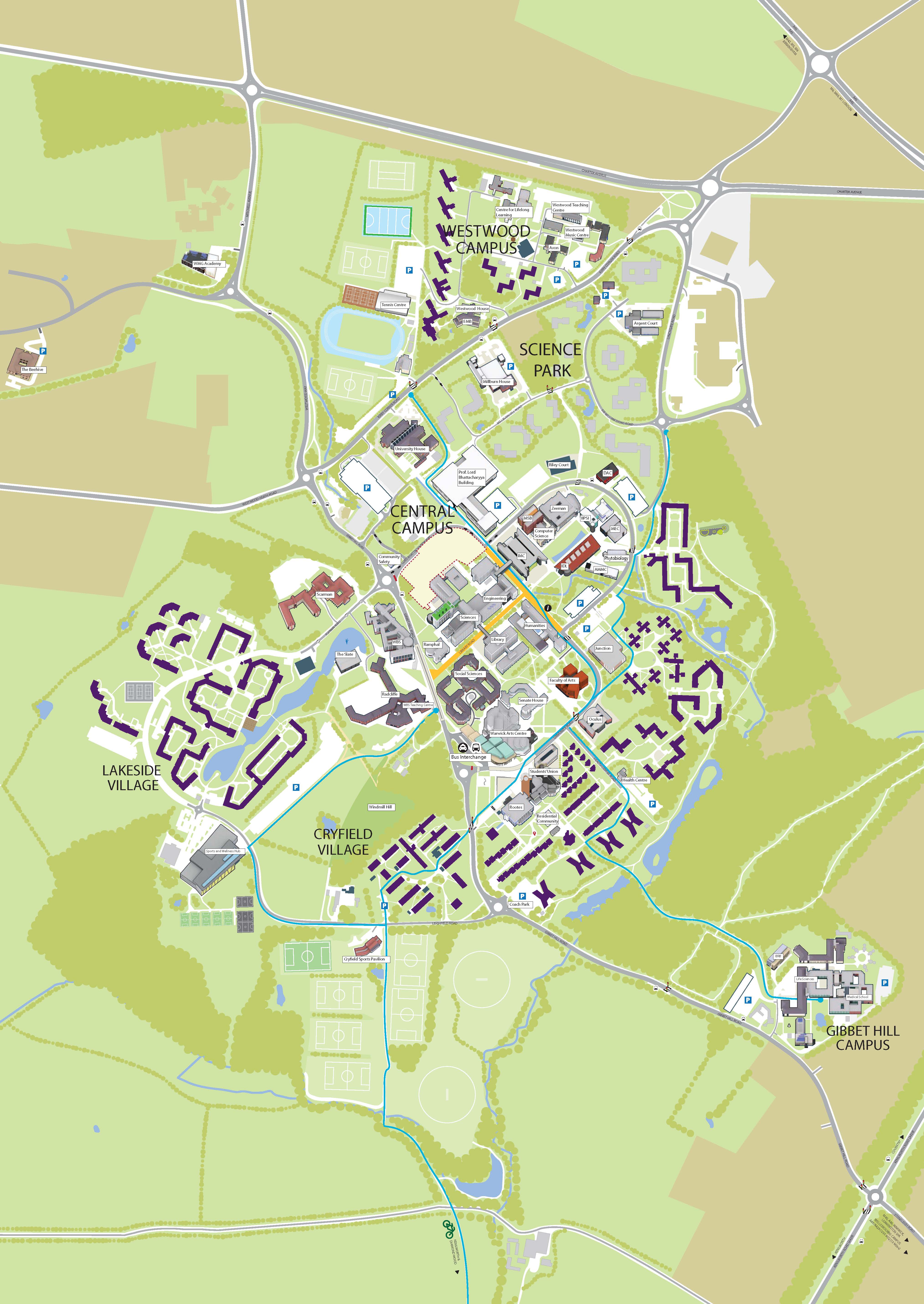 The University of Warwick campus map