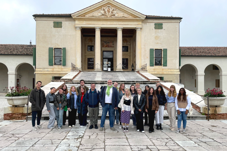A group of students visiting the Villa Emo in Northern Italy