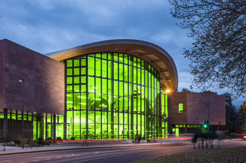 Photo of the Oculus with green windows