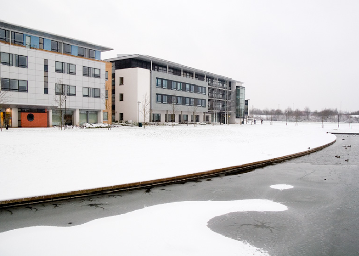 University of Warwick Maths and Statistics buildings in the snow