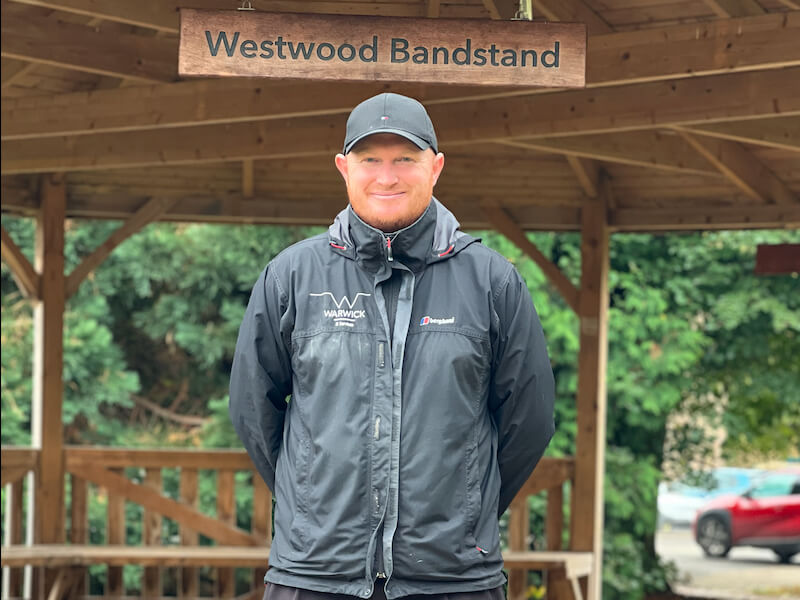 Chris wood stood on westwood bandstand