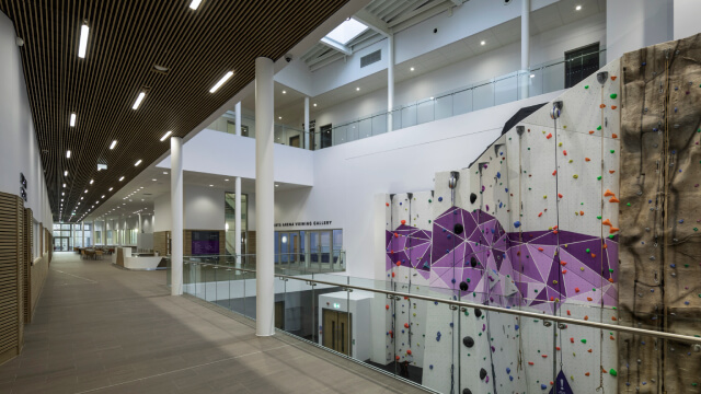 The interior of the Sports and Wellness Hub