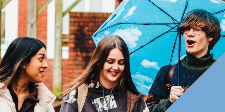 Students in conversation on the way to University