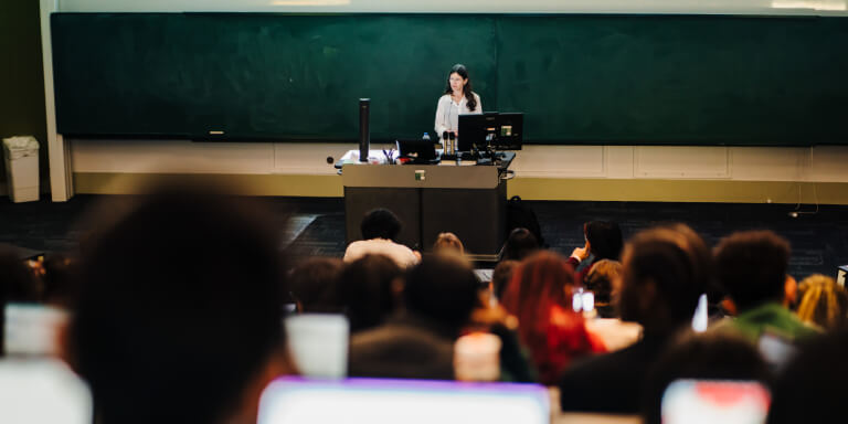 Lecturer in front of students