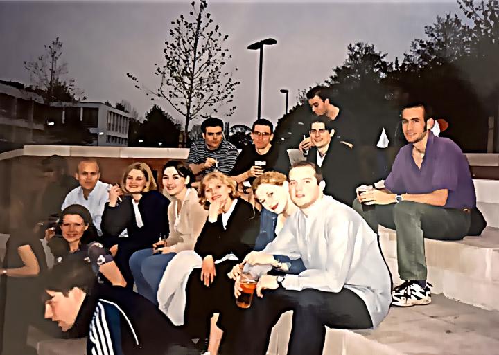 Abby Lloyd with friends on the piazza