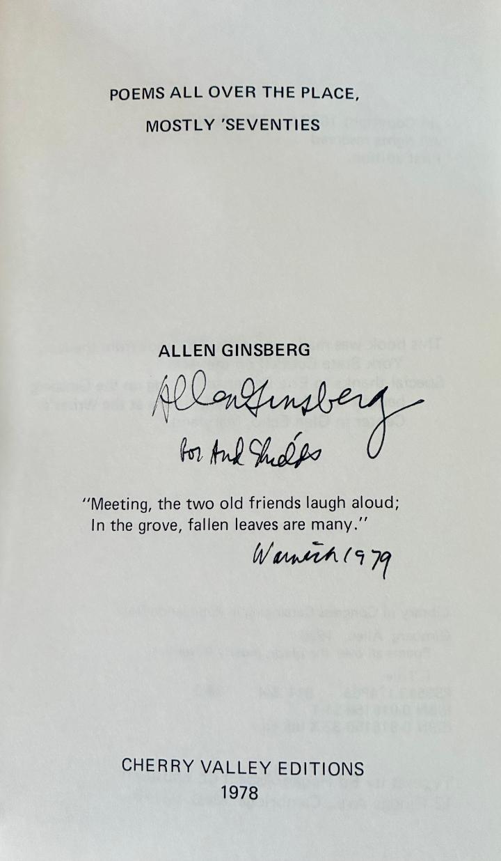 A signed page by Allen Ginsberg