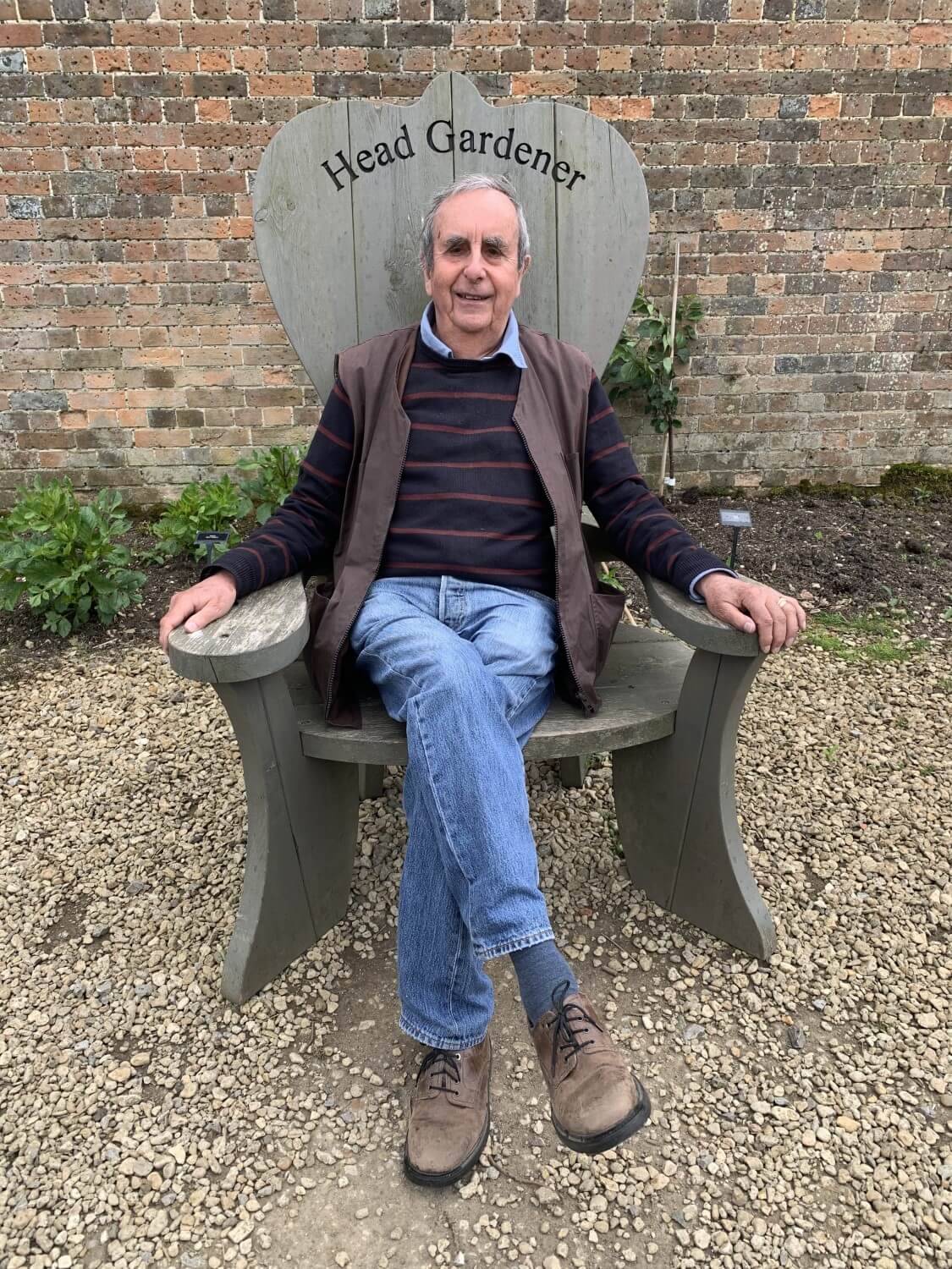 David Mussell sitting in a gardener chair