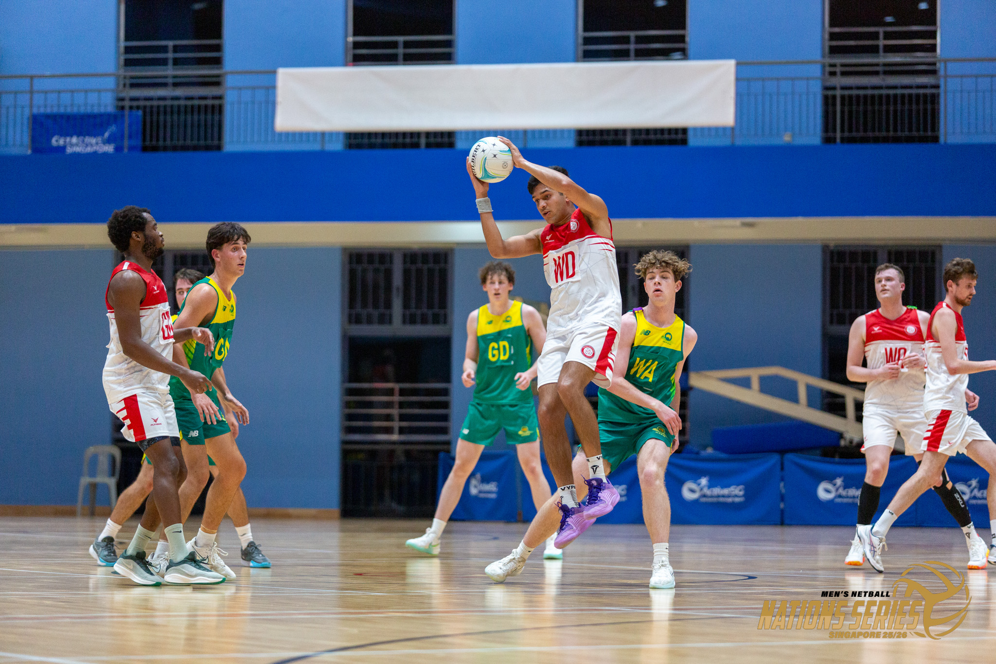 Manish jumping up to score in a game