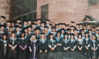Peter Drew and his classmates at graduation