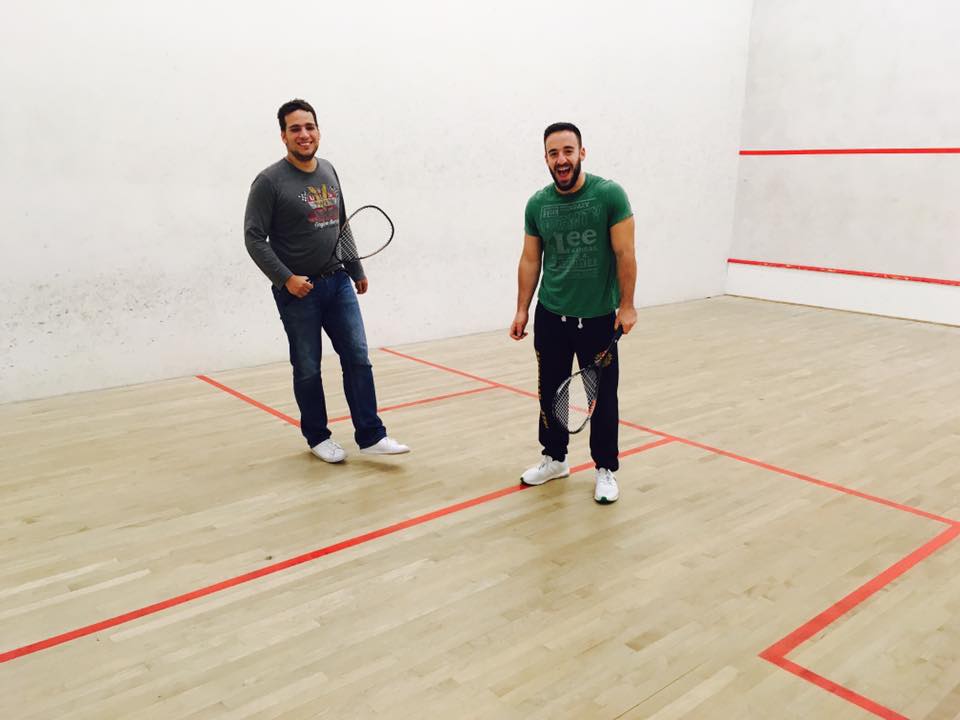Vasileios playing squash