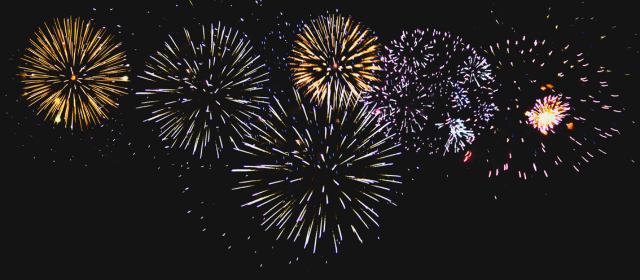 Colourful fireworks popping in the night's sky
