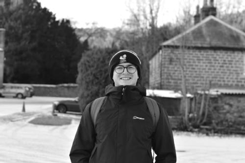 Black and white photo of Dom