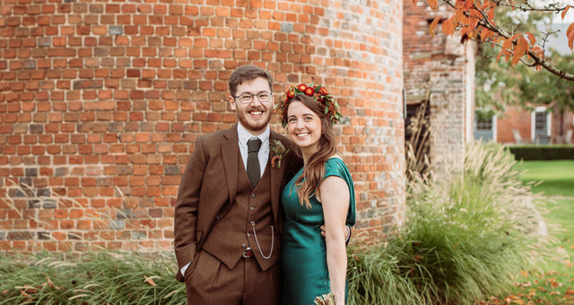 Ellie and Jonty at a wedding