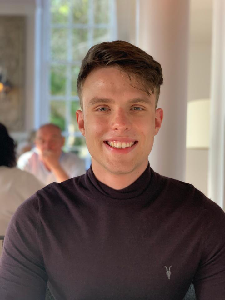 Sebastian in a restaurant