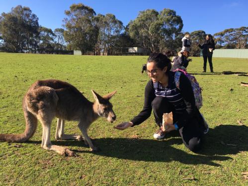Shanita with a kangaroo