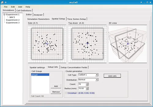 Figure 3: μCell spatial editor for cells - Defining initial cell placement.