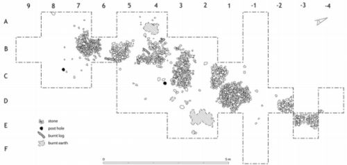 Figure 6: Plan of the excavated portions of PM01 from the July-August 2008 field season, showing all excavated and recorded features