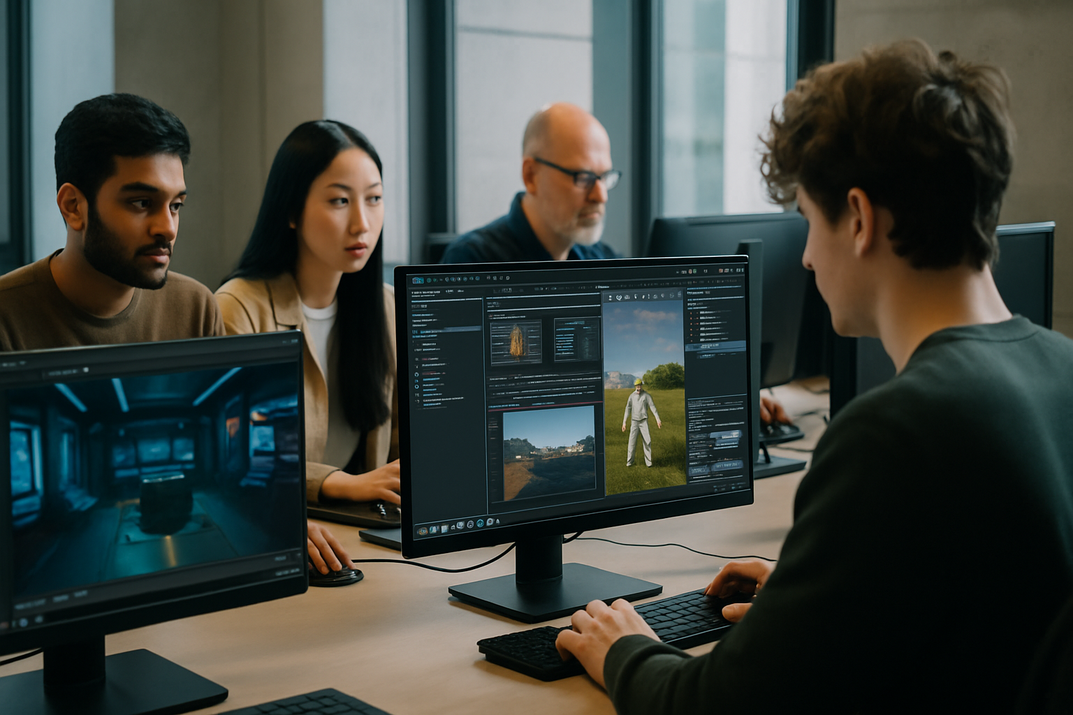 People sat working at computer terminals