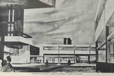 4. Artist’s Impression of on some of the first university buildings, source: Warwick Modern Records Centre