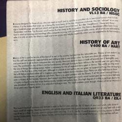 Alternative Prospectus 96 – History & Sociology, History of Art and English & Italian Literature. SU Archives