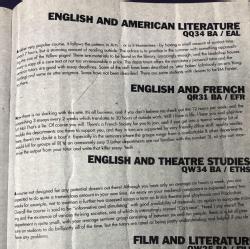 Alternative Prospectus 96 – English & American Literature, English and French, English and Theatre Studies, Film & Literature. SU Archives