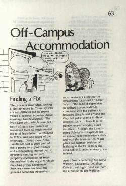 Off-Campus Accommodation. 77-78 SU Handbook. Warwick Digital Collection.