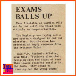 Exam Balls Up. The Boar 1977, Issue 1975. Warwick Digital Collection.