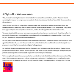 Welcome Week Timetable Digital Welcome Week 2019.