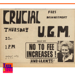 Advertisement to attend general meeting about the decision to increase the student fees at UK universities. The Boar 1977, Issue 75. Warwick Digital Collection.