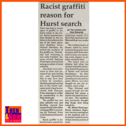 The Boar reporting on racist graffiti found on campus in 1995 Issue no. 5.