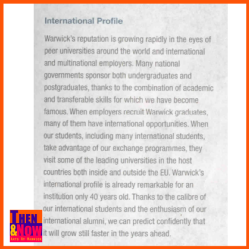 International Profile. Warwick promoting itself as an international university. 2006 prospectus.