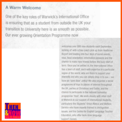 A warm welcome. Warwick promoting itself as an international university. 2006 prospectus. 