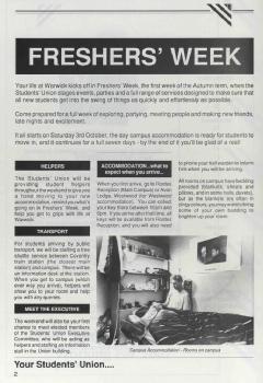 Freshers week. Warwick Life 1992-93. WDC