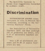 Discrimination towards women. The Boar 1977, Issue 55, p. 4. WDC.