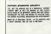 Mature Students Society. The Big Week Out. 9th October 1994. WDC