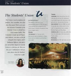 The 2002 prospectus describes the vast array of nightlife that was available on campus- with reference to Top Banana