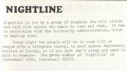 Nightline. SU Handbook 1972-73. Warwick Digital Collection.