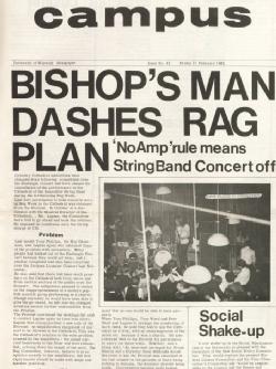 Rag. Campus Bishop's Man Dashes Rag Plan. The Boar Issue 42, 1969. Warwick Digital Collection.
