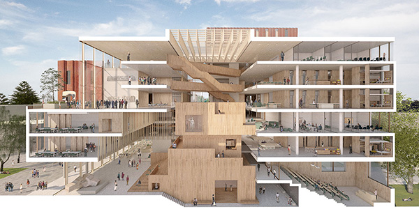 Artists impression showing a cross section of the new Arts Faculty building