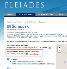 How to copy the location from Pleaides