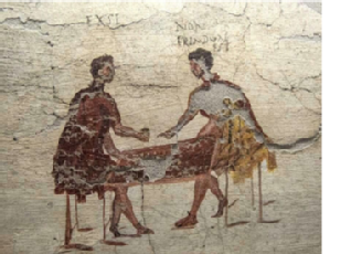 Fresco of players in Taverna, Pompeii