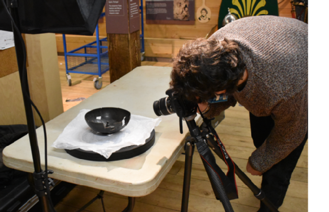 Dr Paul Wilson undertaking Photogrammetry of finial bowl