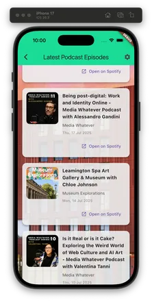 screen grab of app on iPhone simulator
